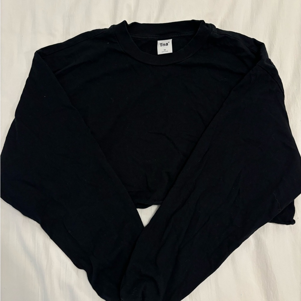 TNA Black Crew Neck Crop Top
